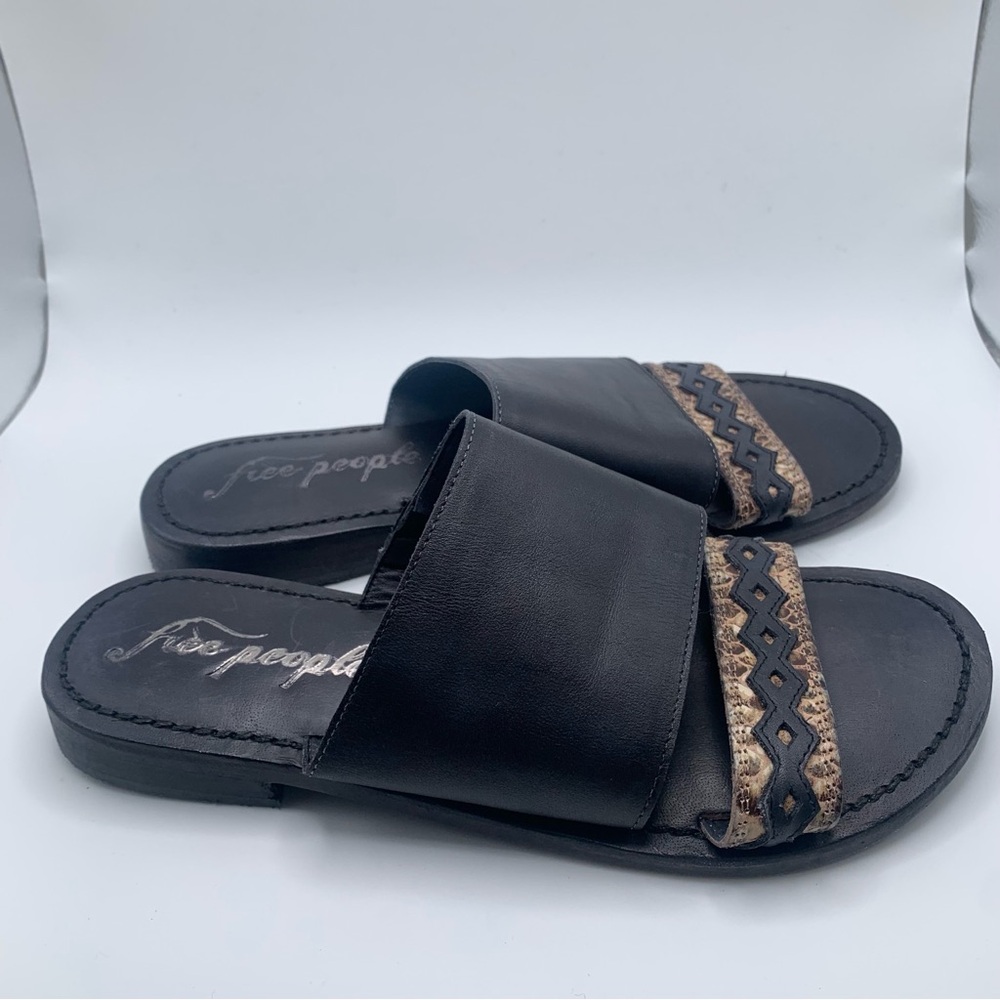 NWOB Free People Women's Saturday Sandals black leather size 36.5 US 6 1083 - Picture 5 of 7
